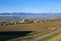 Bavois (VD), vue sur le Suchet et le Chasseron, le 01 janvier 2025